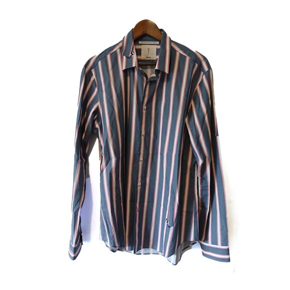 SaintPaul - Trompe l'oeil cat striped shirt - Sz L (fits M) - Picture 1 of 7